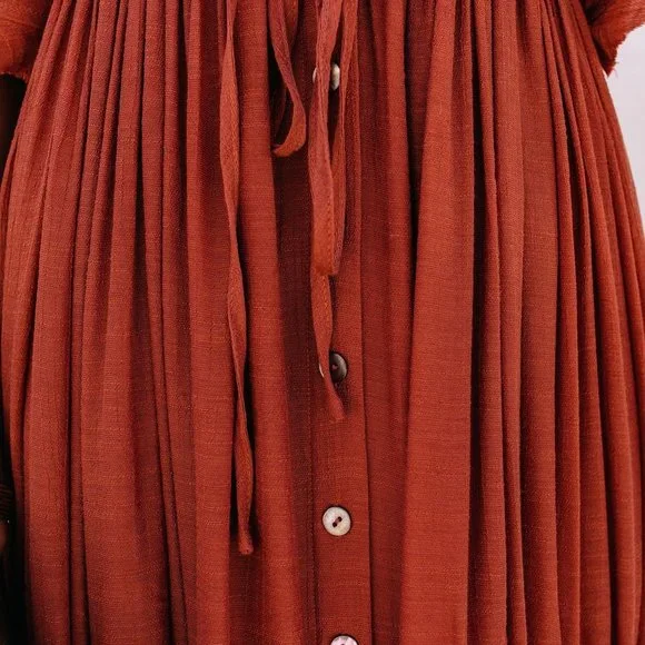 New Boho Red Gauze Maxi Summer Dress Cover-Up - Picture 8 of 10